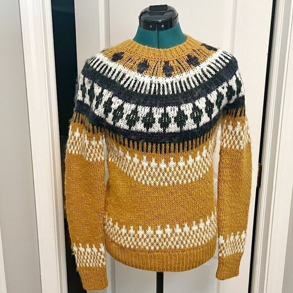 Lucky Brand Fair Isle Nordic Wool Crew Neck Pullover Knit Winter Sweater - Picture 2 of 9